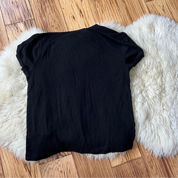 Zara Knit Short Sleeve Tee Stretchy Black Medium - Picture 4 of 8